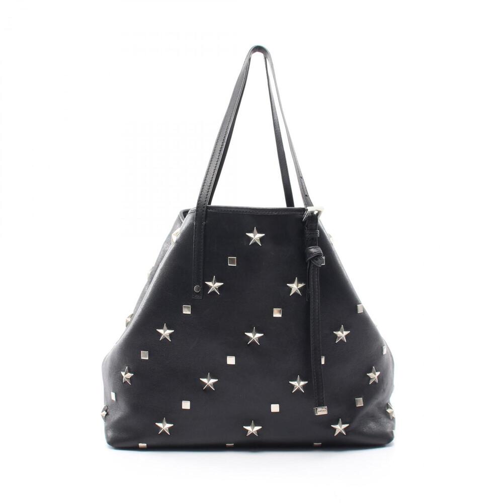 Jimmy Choo Sasha M Star Studded Tote Bag Handbag Leather Women's Black